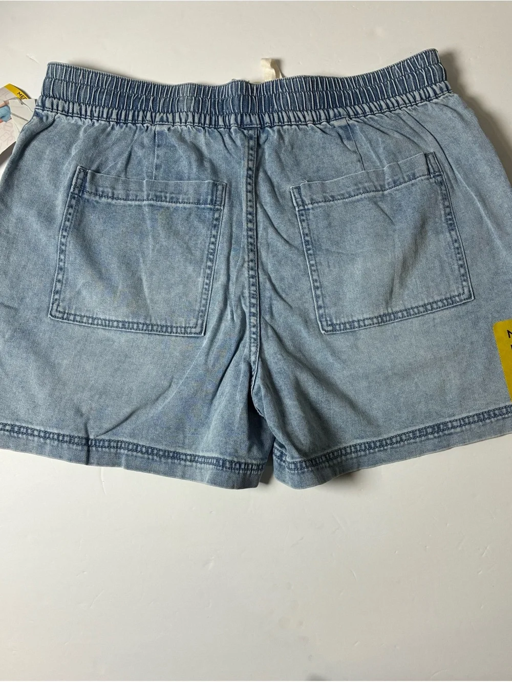 EditedLight Blue Drawstring Denim Shorts